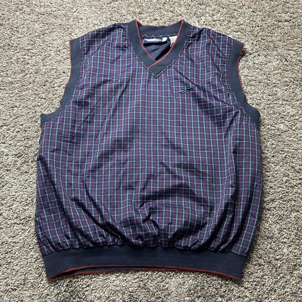 Reebok navy blue plaid polyester